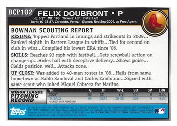 2010 Bowman - Chrome Prospects #BCP102 Felix Doubront Back