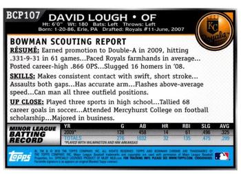 2010 Bowman - Chrome Prospects #BCP107 David Lough Back
