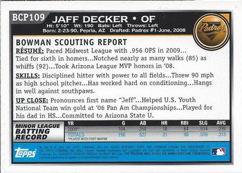 2010 Bowman - Chrome Prospects #BCP109 Jaff Decker Back
