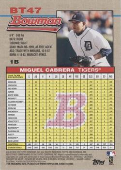2010 Bowman - 1992 Throwbacks #BT47 Miguel Cabrera Back
