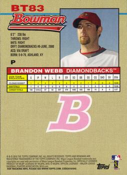 2010 Bowman - 1992 Throwbacks #BT83 Brandon Webb Back