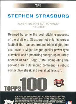 2010 Bowman - Topps 100 Prospects #TP1 Stephen Strasburg Back