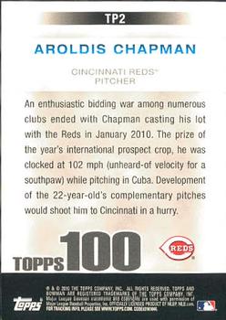 2010 Bowman - Topps 100 Prospects #TP2 Aroldis Chapman Back
