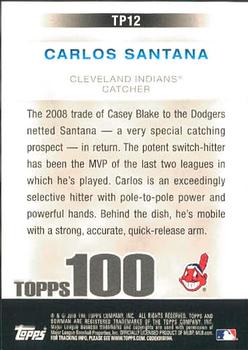 2010 Bowman - Topps 100 Prospects #TP12 Carlos Santana Back