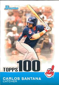2010 Bowman - Topps 100 Prospects #TP12 Carlos Santana Front