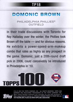 2010 Bowman - Topps 100 Prospects #TP18 Domonic Brown Back