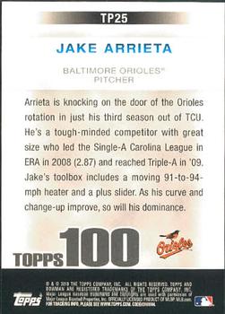 2010 Bowman - Topps 100 Prospects #TP25 Jake Arrieta Back