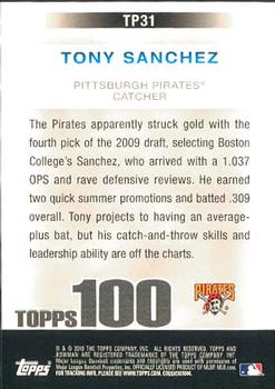 2010 Bowman - Topps 100 Prospects #TP31 Tony Sanchez Back