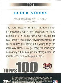 2010 Bowman - Topps 100 Prospects #TP35 Derek Norris Back