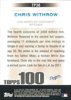 2010 Bowman - Topps 100 Prospects #TP36 Chris Withrow Back