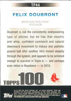 2010 Bowman - Topps 100 Prospects #TP44 Felix Doubront Back