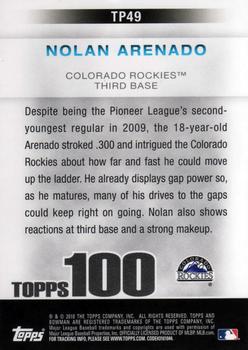 2010 Bowman - Topps 100 Prospects #TP49 Nolan Arenado Back