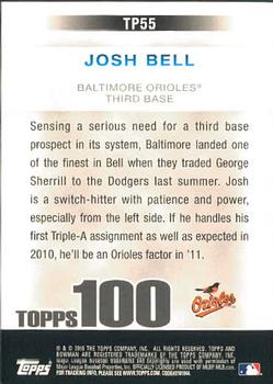 2010 Bowman - Topps 100 Prospects #TP55 Josh Bell Back