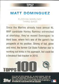 2010 Bowman - Topps 100 Prospects #TP57 Matt Dominguez Back