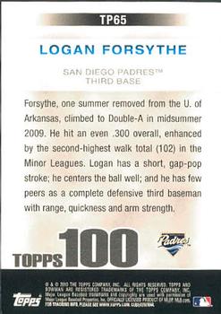 2010 Bowman - Topps 100 Prospects #TP65 Logan Forsythe Back