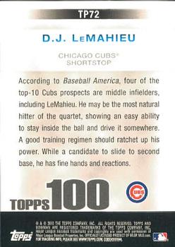 2010 Bowman - Topps 100 Prospects #TP72 D.J. Lemahieu Back