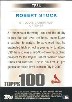 2010 Bowman - Topps 100 Prospects #TP84 Robert Stock Back