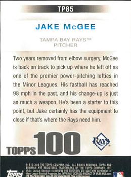 2010 Bowman - Topps 100 Prospects #TP85 Jake McGee Back