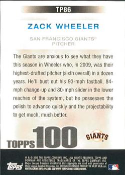 2010 Bowman - Topps 100 Prospects #TP86 Zack Wheeler Back
