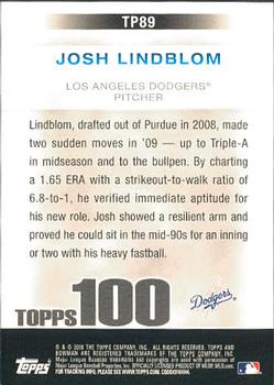 2010 Bowman - Topps 100 Prospects #TP89 Josh Lindblom Back