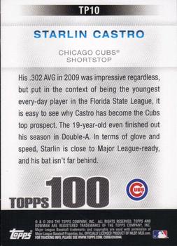 2010 Bowman - Topps 100 Prospects #TP10 Starlin Castro Back