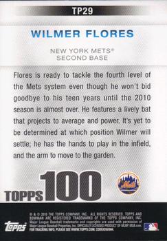 2010 Bowman - Topps 100 Prospects #TP29 Wilmer Flores Back