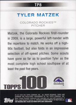 2010 Bowman - Topps 100 Prospects #TP8 Tyler Matzek Back