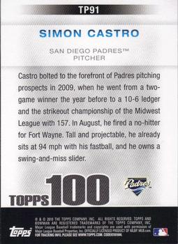 2010 Bowman - Topps 100 Prospects #TP91 Simon Castro Back