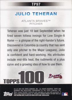 2010 Bowman - Topps 100 Prospects #TP97 Julio Teheran Back