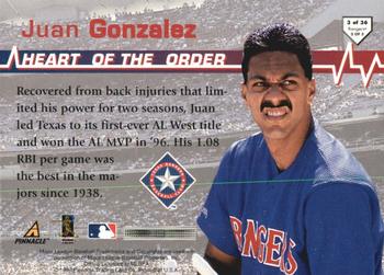1997 Score - Heart of the Order #3 Juan Gonzalez Back
