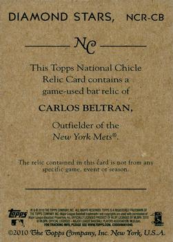 2010 Topps National Chicle - Relics #NCR-CB Carlos Beltran Back