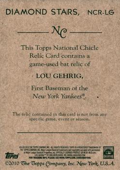 2010 Topps National Chicle - Relics #NCR-LG Lou Gehrig Back