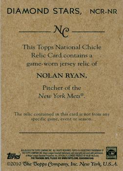 2010 Topps National Chicle - Relics #NCR-NR Nolan Ryan Back
