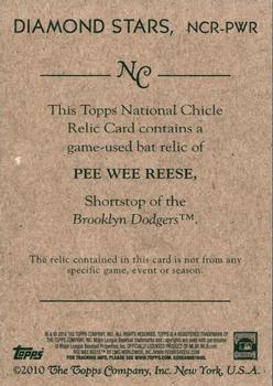 2010 Topps National Chicle - Relics #NCR-PWR Pee Wee Reese Back