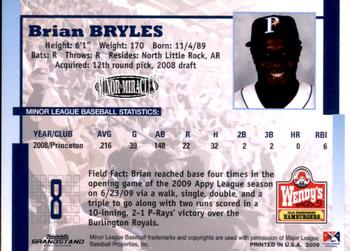 2009 Grandstand Princeton Rays #NNO2 Brian Bryles Back