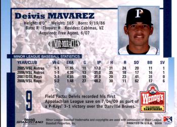 2009 Grandstand Princeton Rays #NNO13 Deivis Mavarez Back