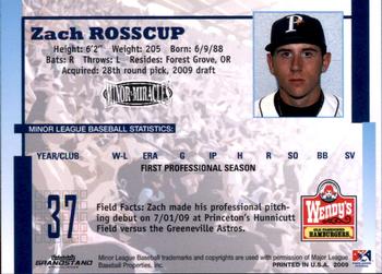 2009 Grandstand Princeton Rays #NNO22 Zach Rosscup Back