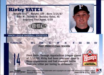 2009 Grandstand Princeton Rays #NNO30 Kirby Yates Back