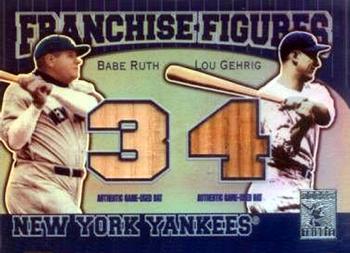 2001 Topps Tribute - Franchise Figures Relics #RM-RG Babe Ruth / Lou Gehrig Front