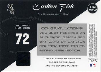 2001 Topps Tribute - Game Bat Relics #RBCFW Carlton Fisk Back