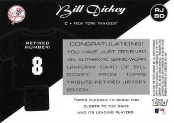 2001 Topps Tribute - Game Worn Relics #RJ-BD Bill Dickey Back