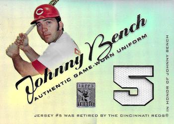 2001 Topps Tribute - Game Worn Relics #RJ-JB Johnny Bench Front