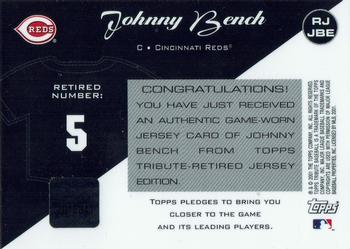 2001 Topps Tribute - Game Worn Relics #RJ-JBE Johnny Bench Back
