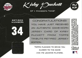 2001 Topps Tribute - Game Worn Relics #RJ-KP Kirby Puckett Back