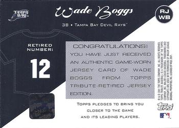 2001 Topps Tribute - Game Worn Relics #RJ-WB Wade Boggs Back