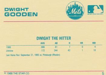 1989 Star Dwight Gooden (Orange) #5 Dwight Gooden Back