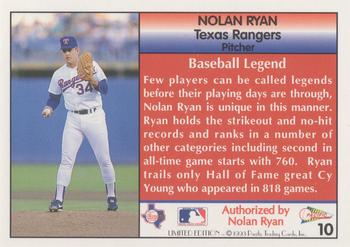 1993 Pacific Nolan Ryan Limited Edition #10 Nolan Ryan Back