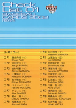 2002 BBM Preview #P121 Checklist 01 Front