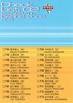 2002 BBM Preview #P122 Checklist 02 Front