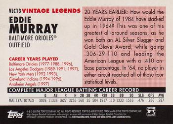 2010 Topps - Vintage Legends Collection #VLC13 Eddie Murray Back